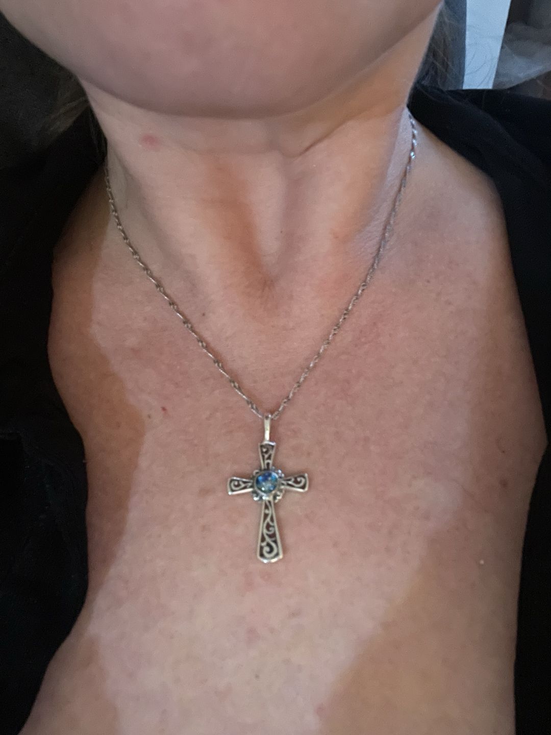 Customer photo review of Cross Pendant with Cremation Ash