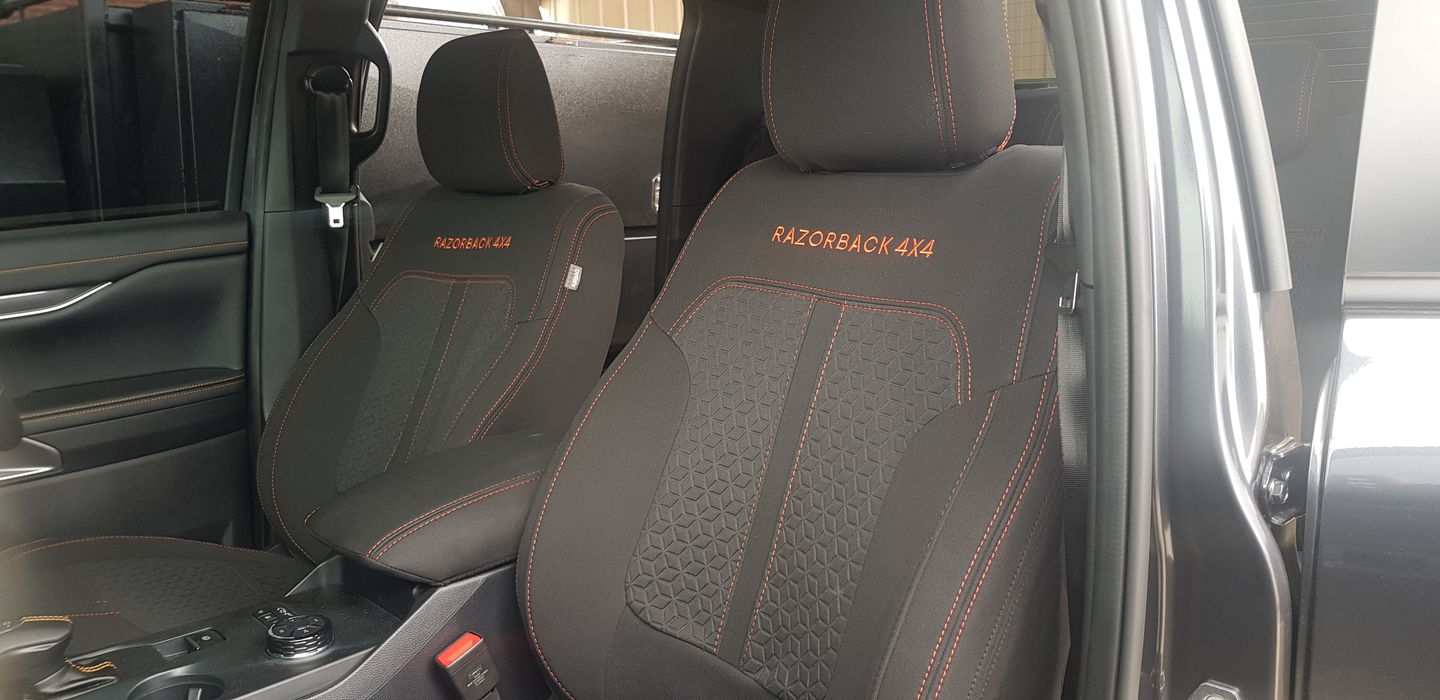 Customer photo review of Ford Ranger T6.2 Wildtrak Premium Neoprene Rear Row Seat Covers (Made to Order)