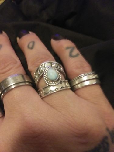 Customer photo review of Boho Ring with Larimar Stone Sterling Silver