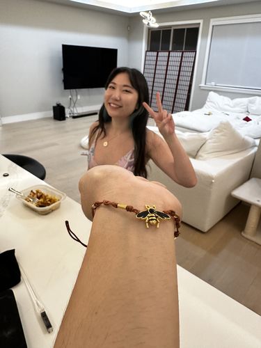 Customer photo review of Onyx Glass Bead Bracelet