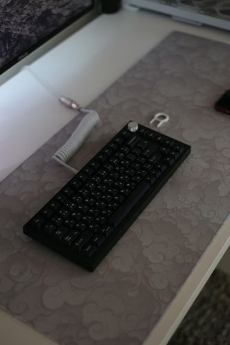 Customer photo review of Mountain White | Deskmat