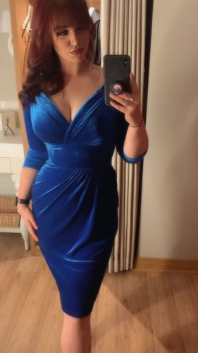 Customer photo review of Starlet Wiggle Dress in Blue Velvet - Vixen by Micheline Pitt