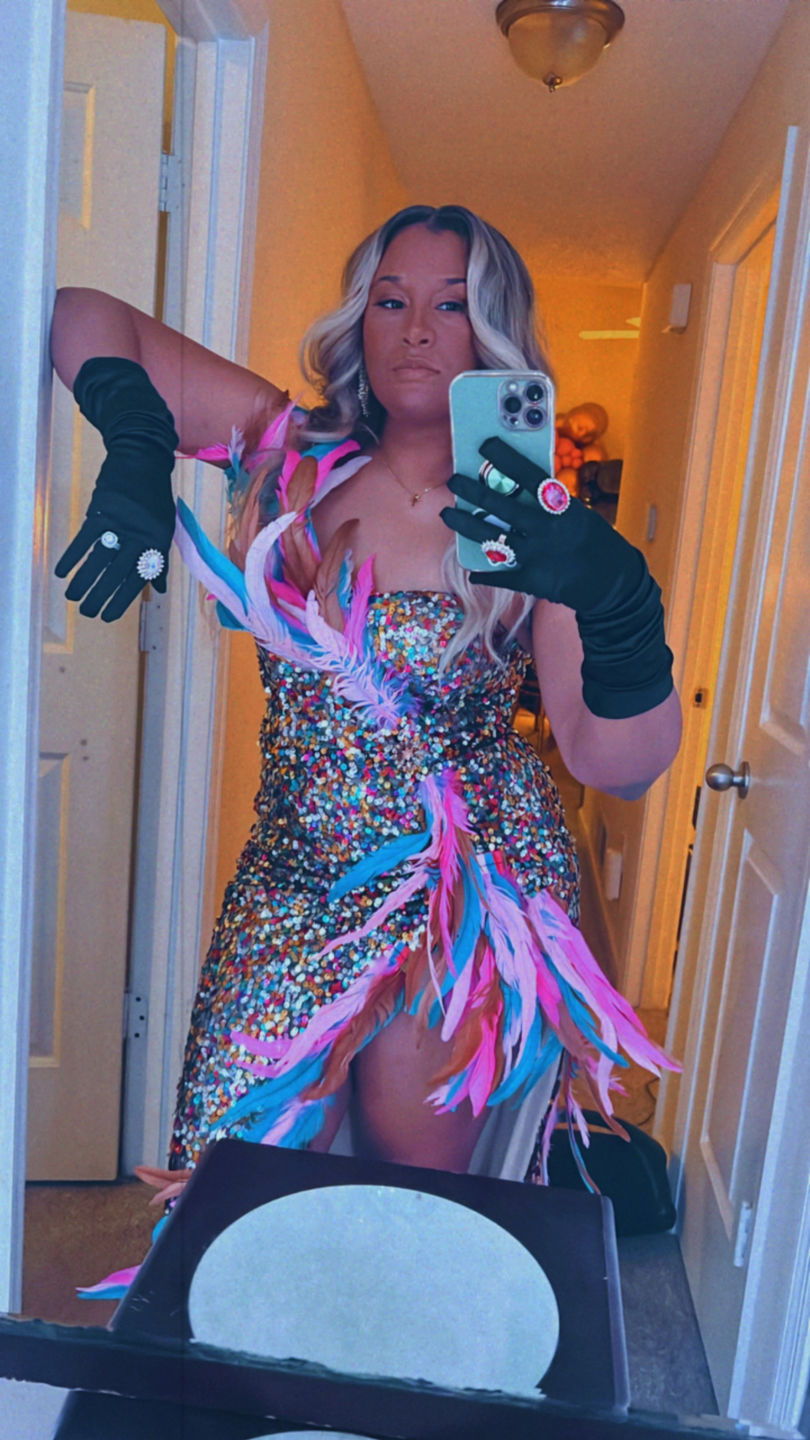 Customer photo review of Grandeur Feather Dress