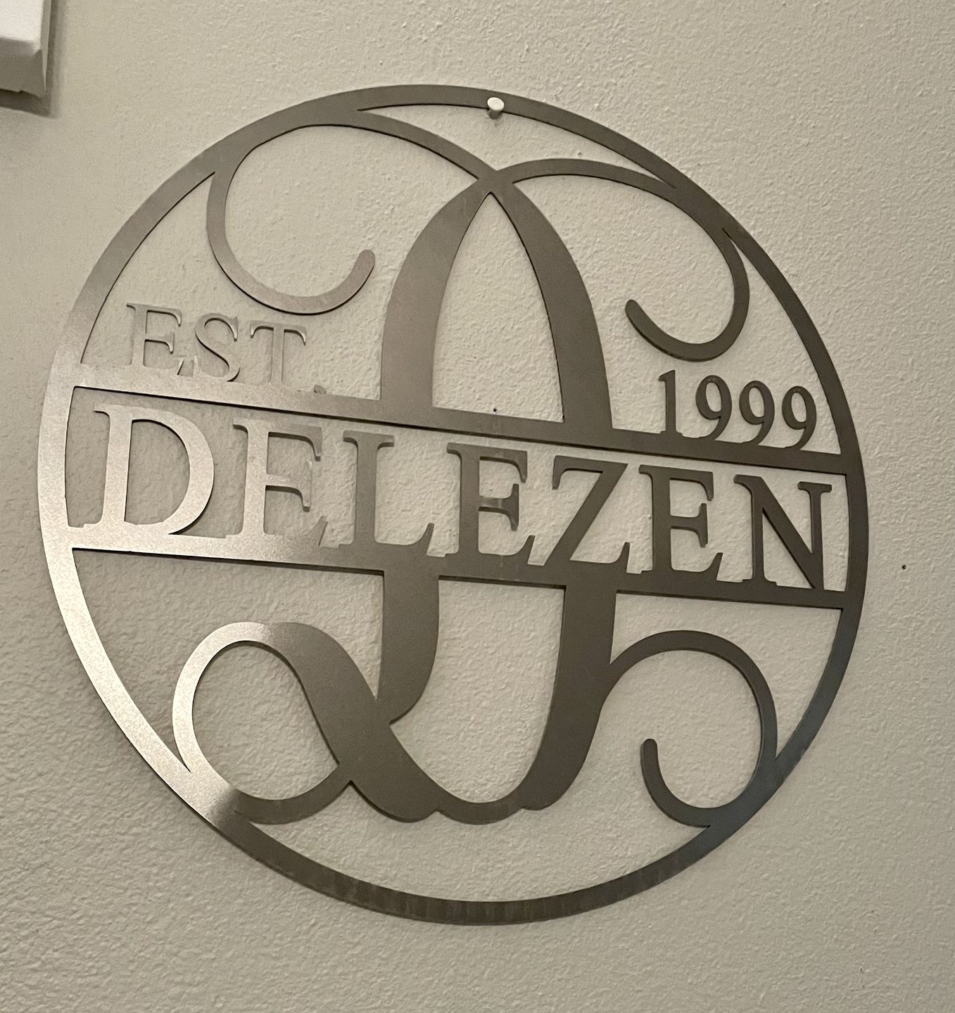 Customer photo review of 15" Established Circle Name and Date Monogram - Custom Wreath Hanger Wall Decor