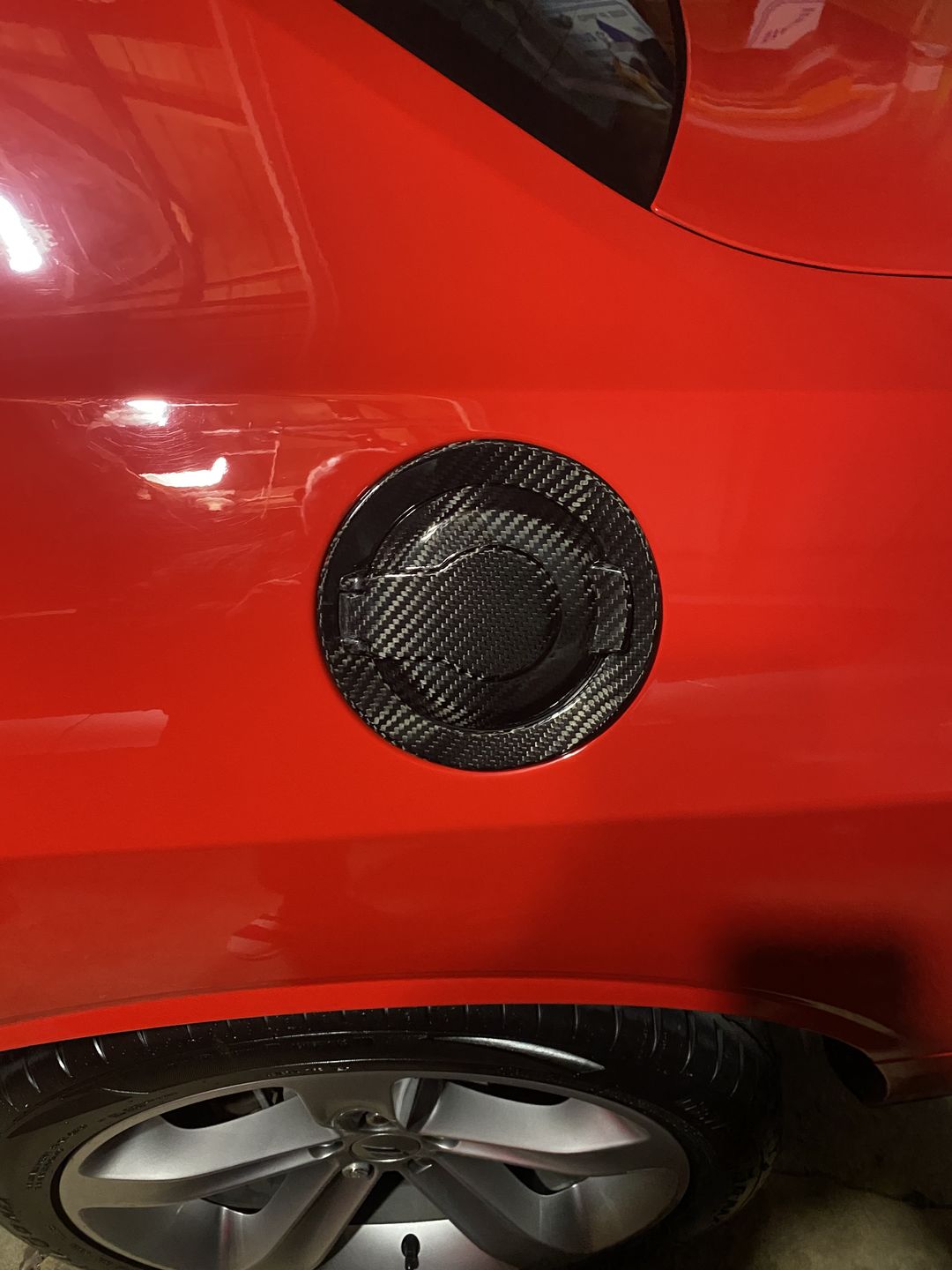 Customer photo review of Real Carbon Fiber Gas Cap Cover for Dodge Challenger 2015-2022