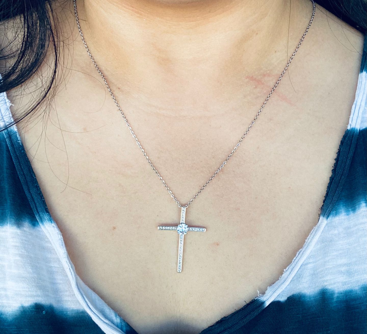 Customer photo review of Daughter, Never Give Up - CZ Cross Necklace