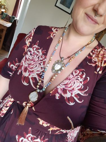 Customer photo review of Hidden World - Amazonite and Quartz Geode Stone Mala Necklace