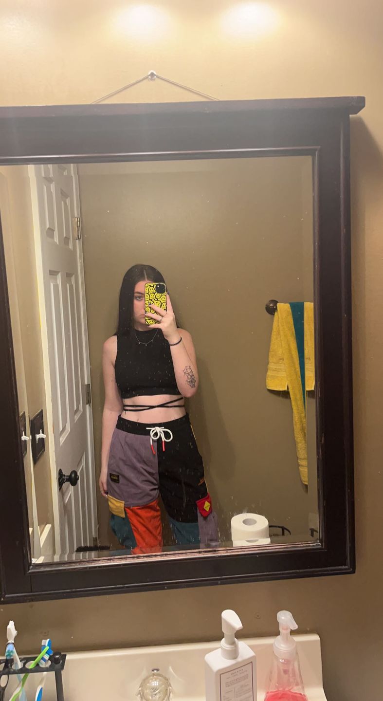 Customer photo review of Aelfric Eden "Back to 90's" Patchwork Color Block Corduroy Pants