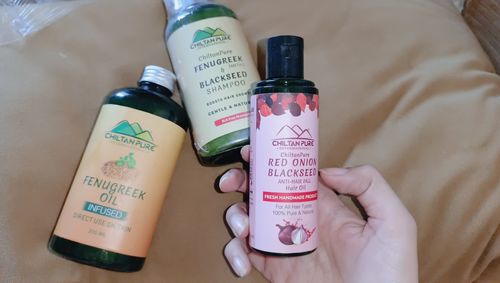 Customer photo review of Fenugreek [METHI] & Blackseed Hair Shampoo – Best for Repairing Damaged Hair Follicles 250ML