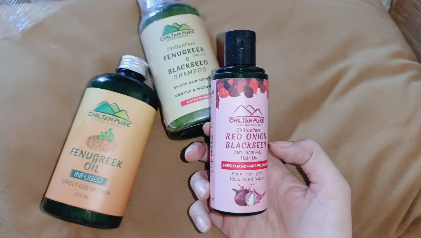 Customer photo review of Fenugreek [METHI] & Blackseed Hair Shampoo – Best for Repairing Damaged Hair Follicles 250ML