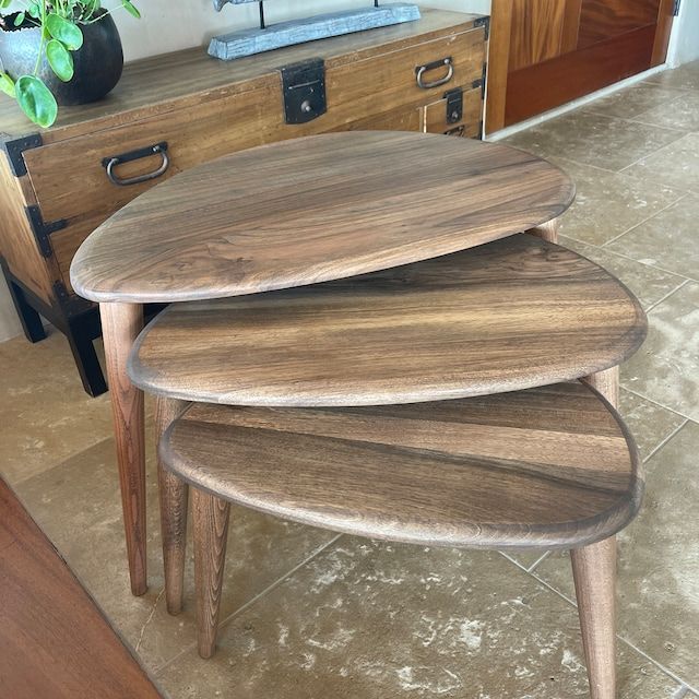Customer photo review of Ercol Style Solid Walnut Set of Three Nesting Table