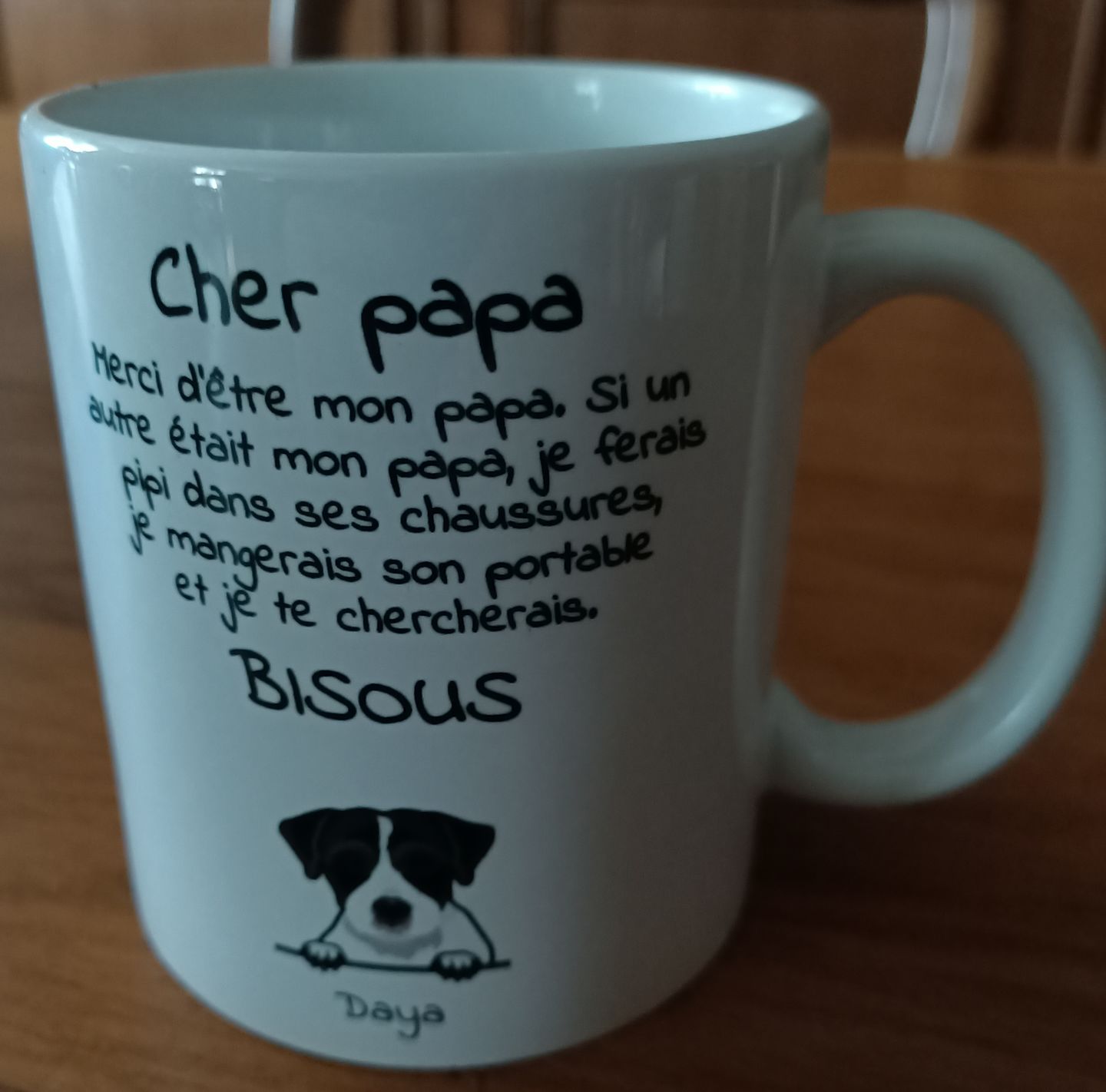 Customer photo review of Cher papa (chien) - Mug personnalisé