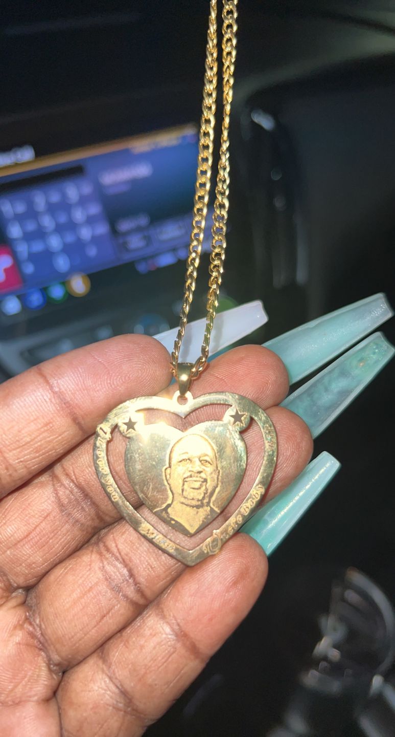 Customer photo review of Photo Engraved Heart Necklace