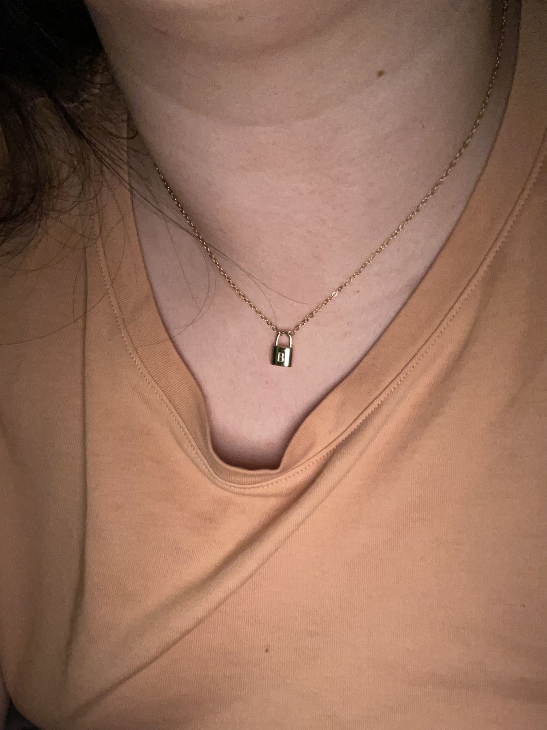 Customer photo review of Padlock Initial Letter Necklace