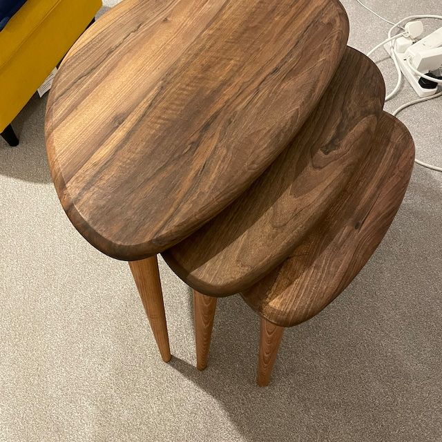Customer photo review of Ercol Style Solid Walnut Set of Three Nesting Table
