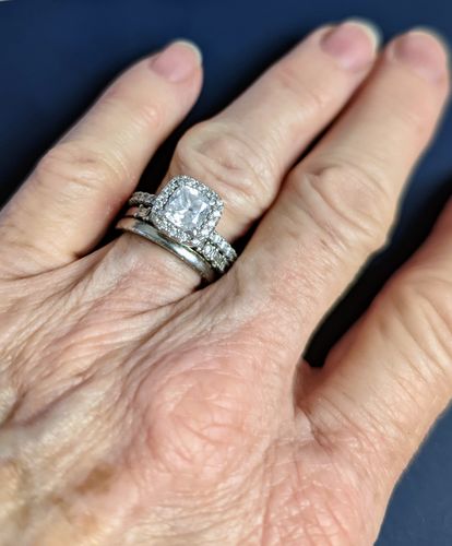 Customer photo review of Halo Cushion Cut CZ Ring in Sterling Silver