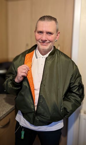 Customer photo review of Mens MA1 Flight Bomber Jacket - Olive