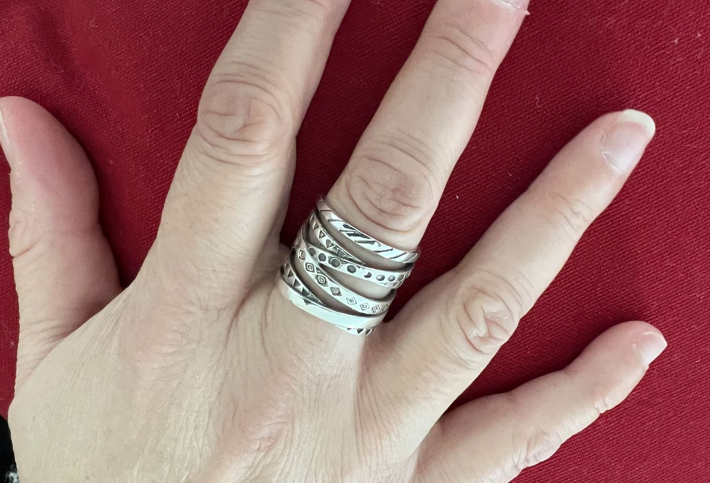 Customer photo review of Wrap Ring with Boho Engraving Sterling Silver