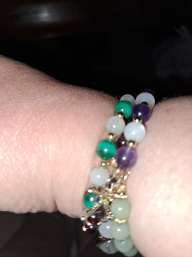 Customer photo review of Bracelet anti-douleur en malachite et pierre de lune | Or fin