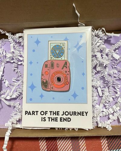 Customer photo review of Iron Hero Polaroid Camera Pin