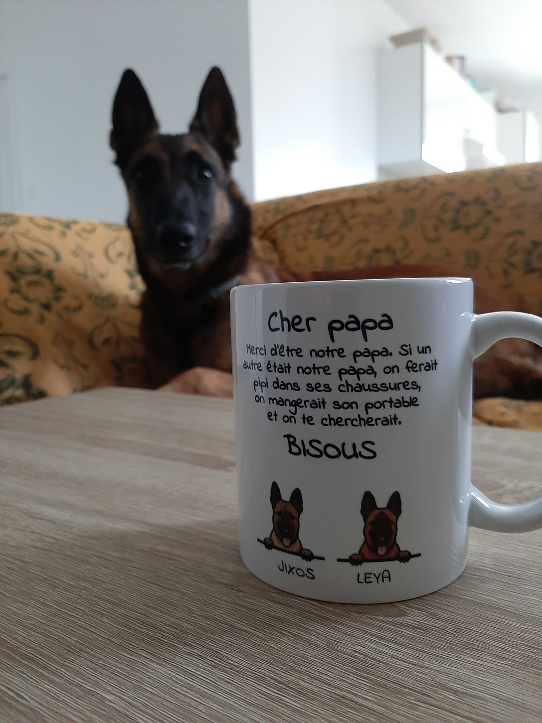 Customer photo review of Cher papa (chien) - Mug personnalisé