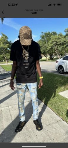 Customer photo review of Faded Ripped & Repaired Denim (Blue Wash)
