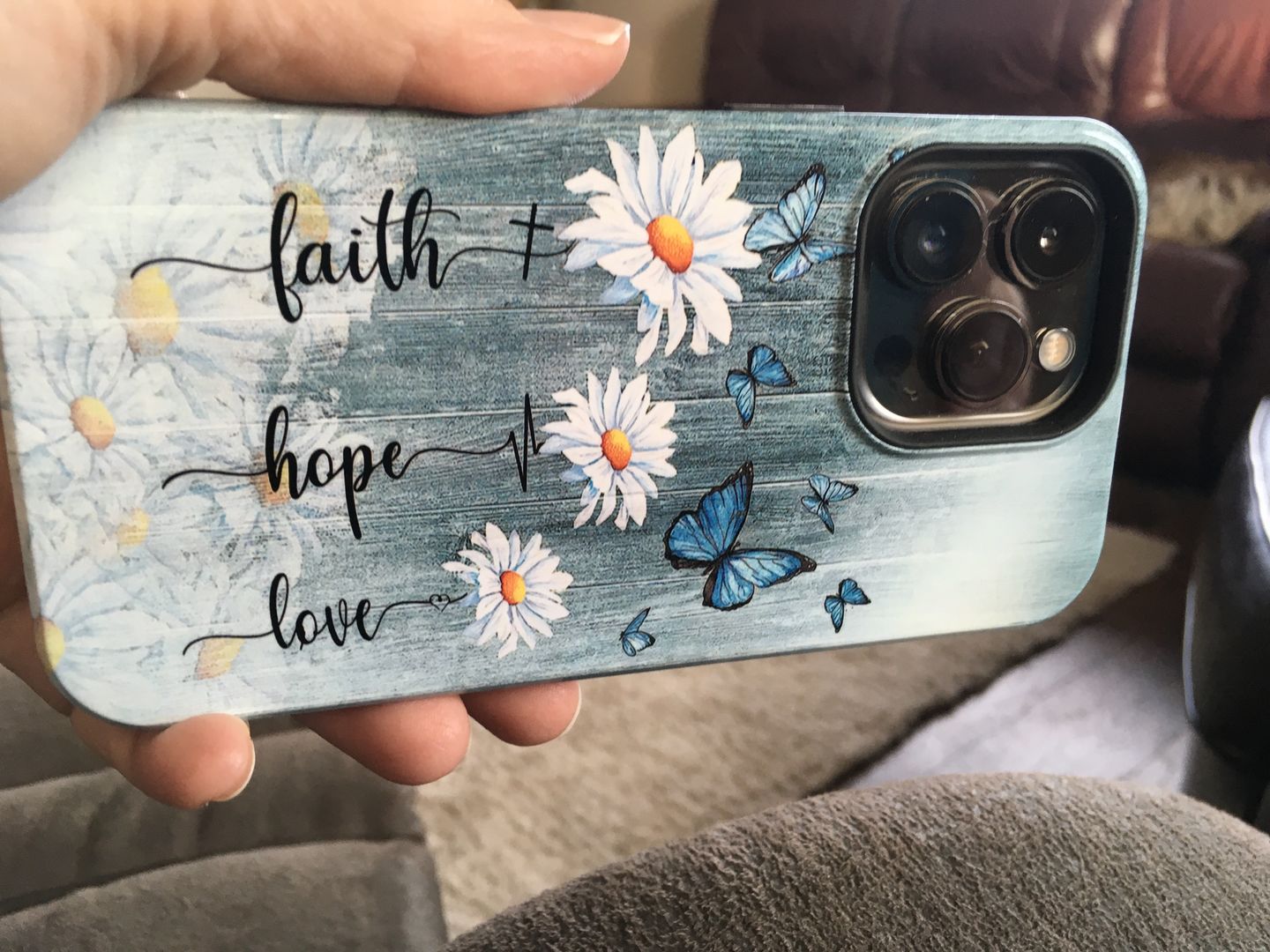 Customer photo review of Faith Hope Love Daisy Butterfly Phone Case - Christian Phone Cases