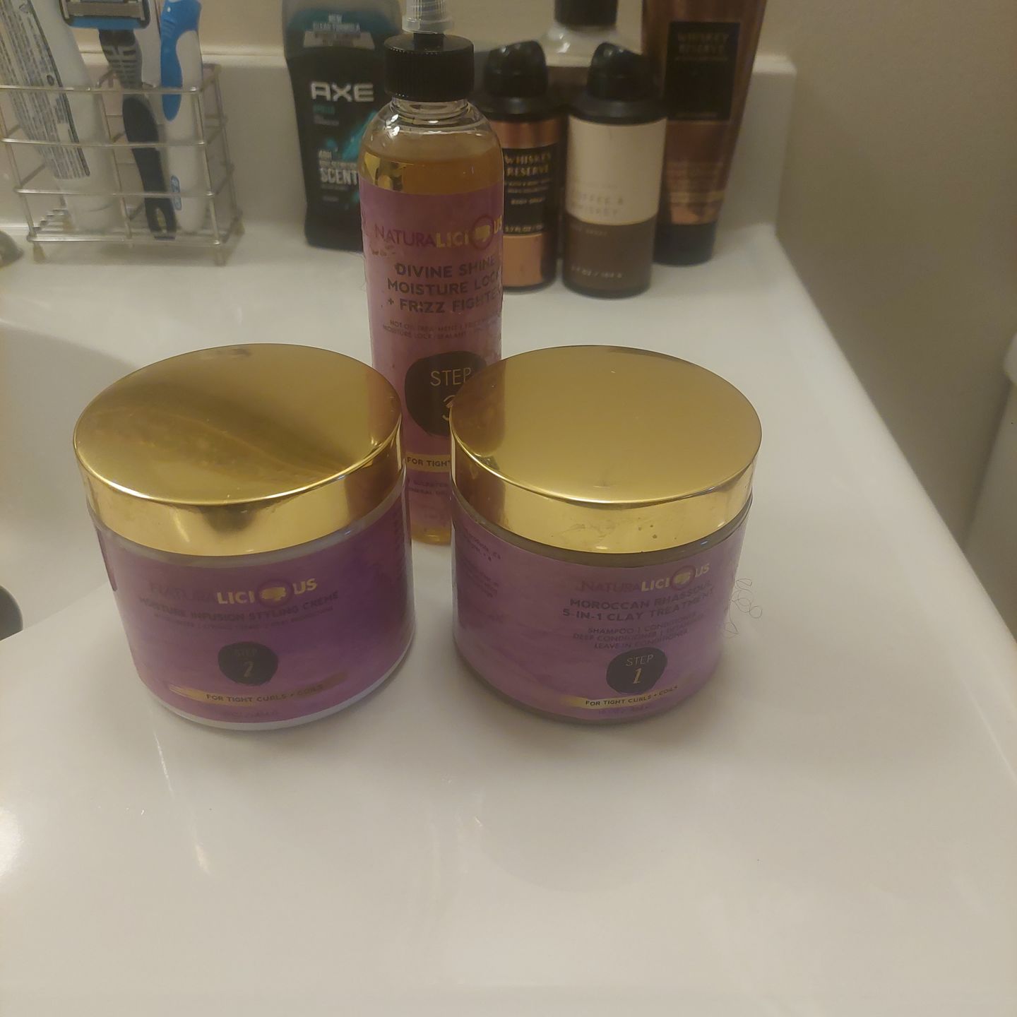 Customer photo review of Step 3: Divine Shine Moisture Lock & Frizz Fighter (For Tight Curls)