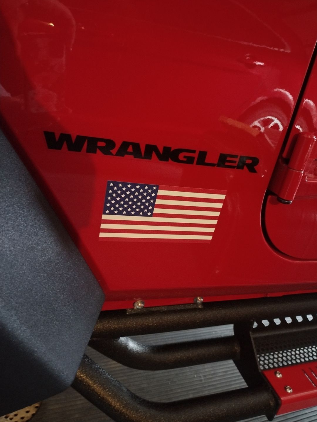 Customer photo review of American Flag Indoor & Outdoor Sticker 6" x 3" | Set of 2
