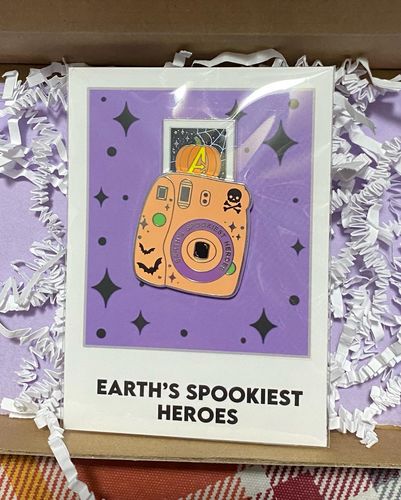 Customer photo review of LIMITED EDITION: Spooky Heroes Polaroid Camera Pin