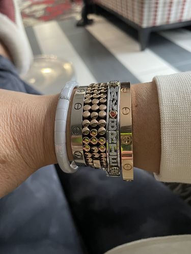 Customer photo review of PERSONALIZED SKINNY CHARM BANGLE ™