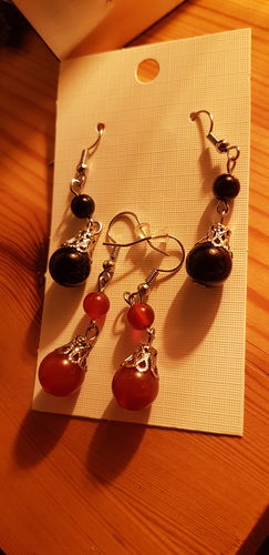 Customer photo review of BOUCLES PENDANTE OBSIDIENNE