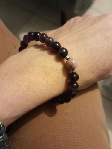 Customer photo review of BRACELET DUO AMETHYSTE/RHODOCHROSITE