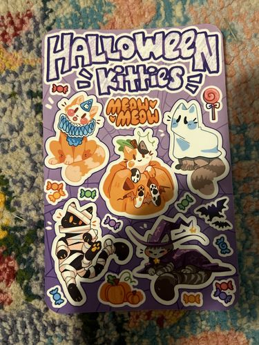 Customer photo review of Halloween Kittens Sticker Sheet!