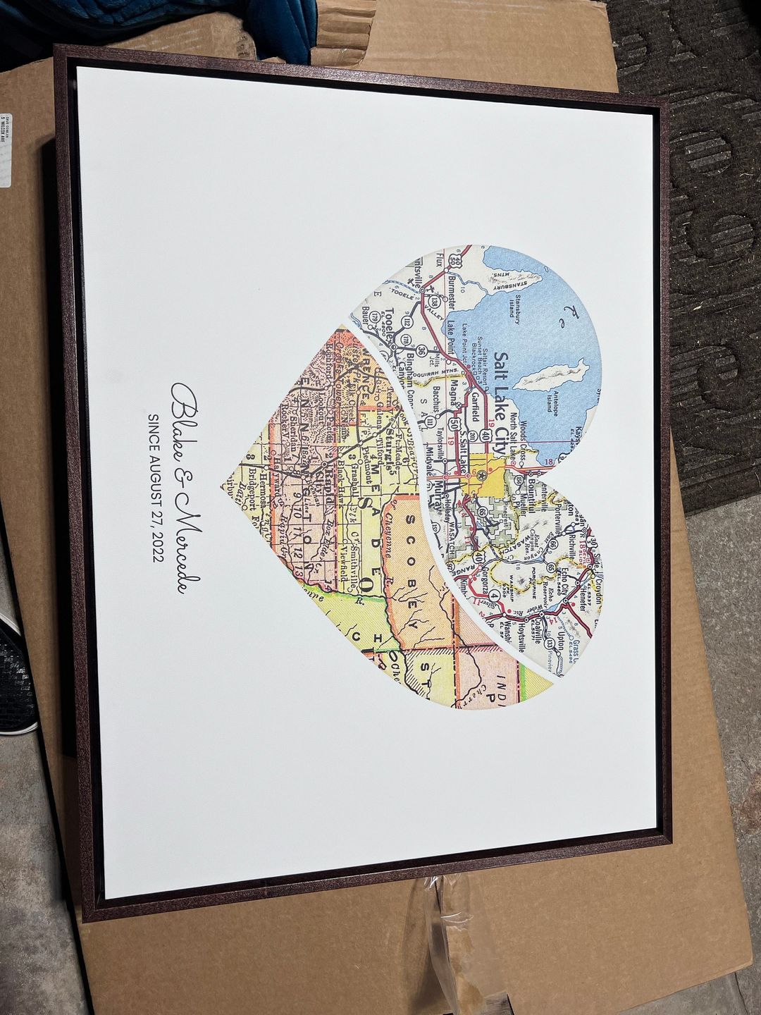 Customer photo review of Personalized Heart Map Print