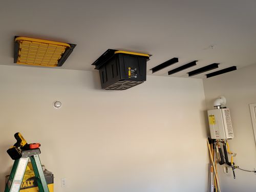 Customer photo review of Overhead Storage Bin Rail System - Made in USA