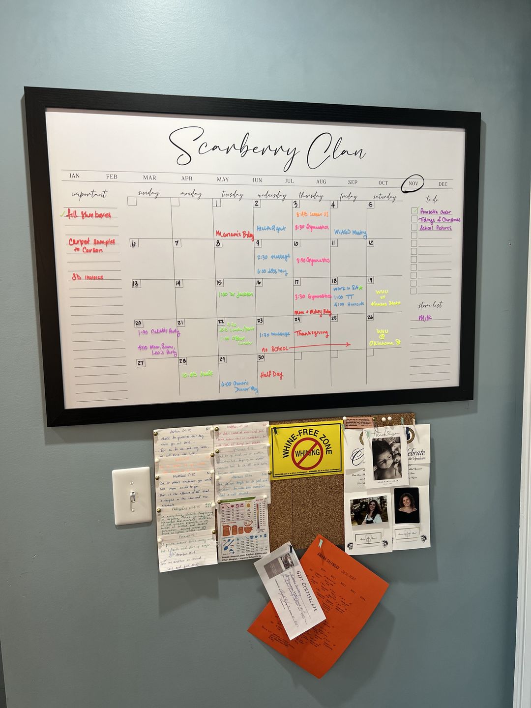 Customer photo review of Monthly Horizontal Whiteboard + 3 custom boxes | Pennington Style
