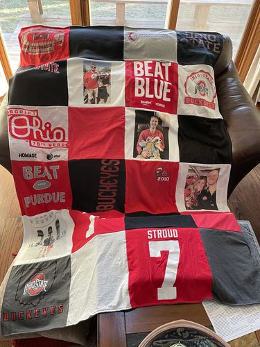 T-shirt quilt featuring ohio state buckeyes by Joanne from OH