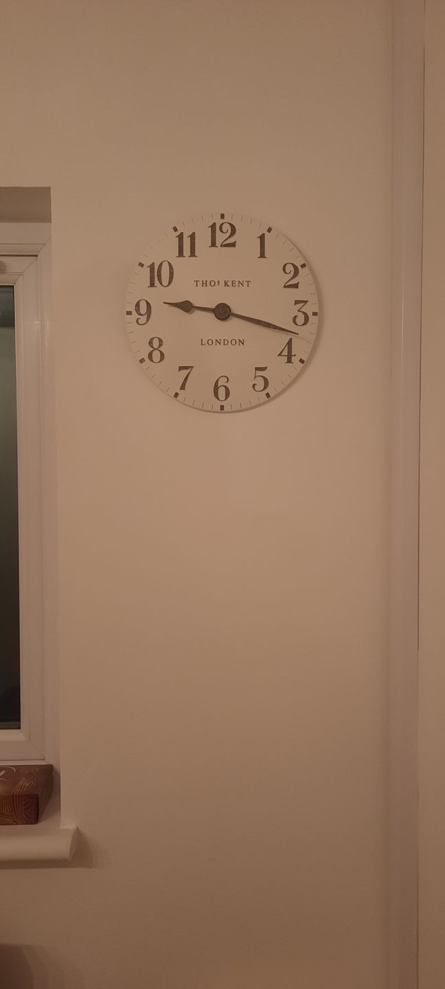 Customer photo review of Thomas Kent London. Mulberry Wall Clock 12" (30cm) Silver Cloud