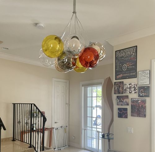 Customer photo review of Unique Multi-Color Globe Cluster Chandelier