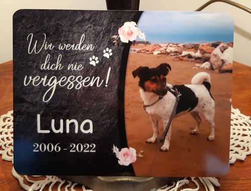 Customer photo review of Hunde Gedenktafel mit Foto & Spruch