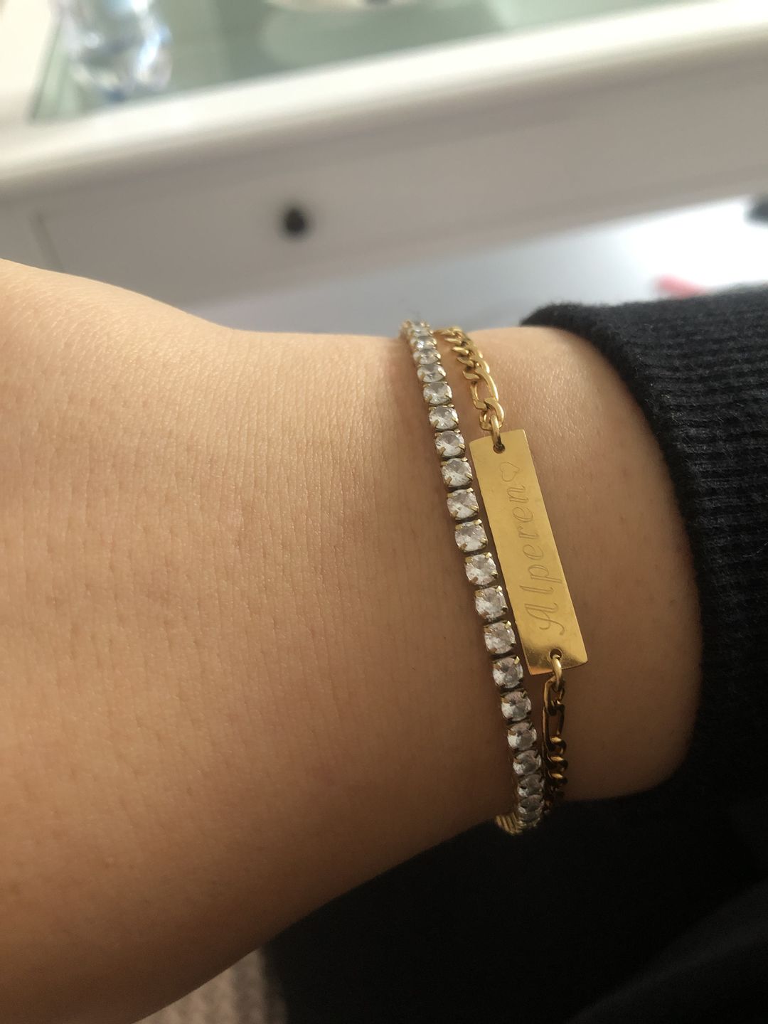 Customer photo review of Figaro Bar | Armband + Gravur