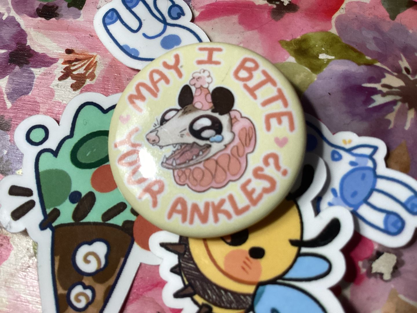 Customer photo review of Party Opossum Buttons