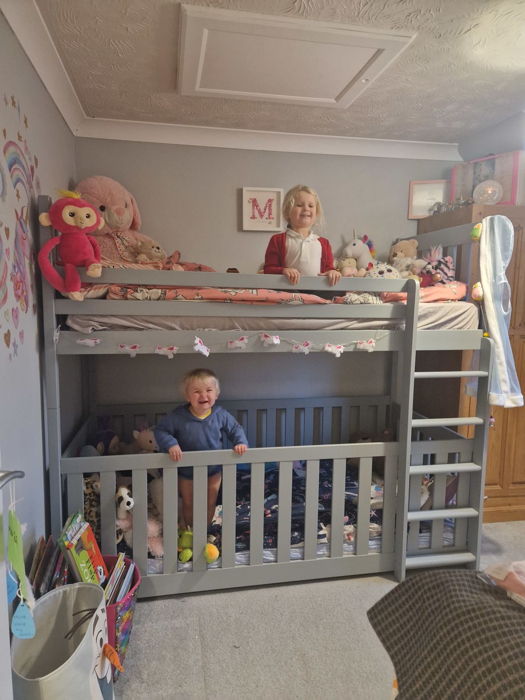 Customer photo review of Wooden Bunk Bed Cris with Cot Bed