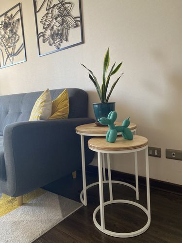 Customer photo review of Mesa lateral nido circular MIMA blanco