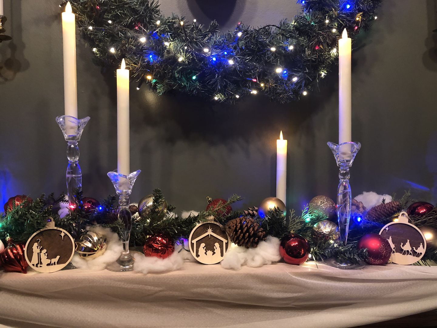 Customer photo review of Wooden Nativity Christmas Ornament Set