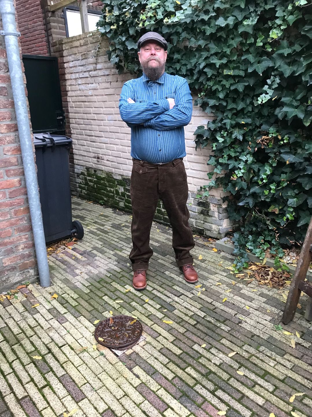 Customer photo review of 1920s 12 oz Corduroy Farmer Work Trousers