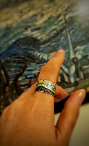 Customer photo review of Van Gogh Starry Night Tablo Tasarım Yüzük
