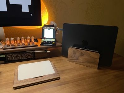 Customer photo review of Wood Laptop Vertical Stand for Desk
