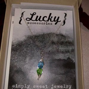 Customer photo review of Personalized birthstone Pea pod necklace with Crystals